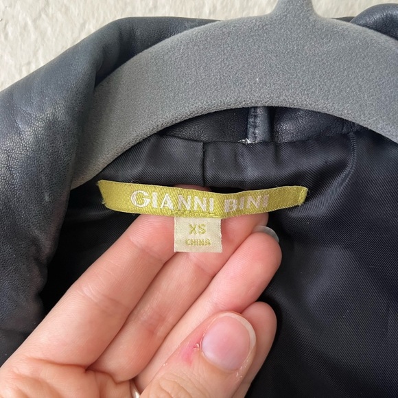 Gianni Bini Distressed Blue Leather Moto Jacket Women’s Size XS - Picture 8 of 16